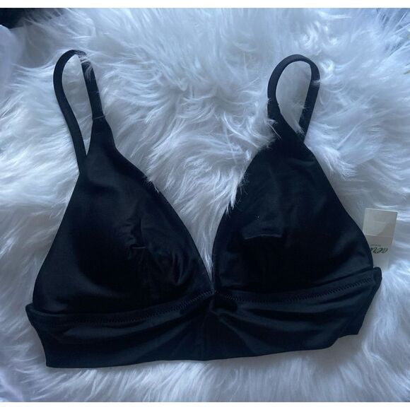 Aerie UPF50 Black Bikini Top Adjustable Straps Removable Padding Size Small S - Picture 1 of 4